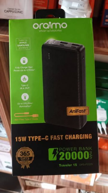 Oraimo 20,000mAh Type-C Power Bank